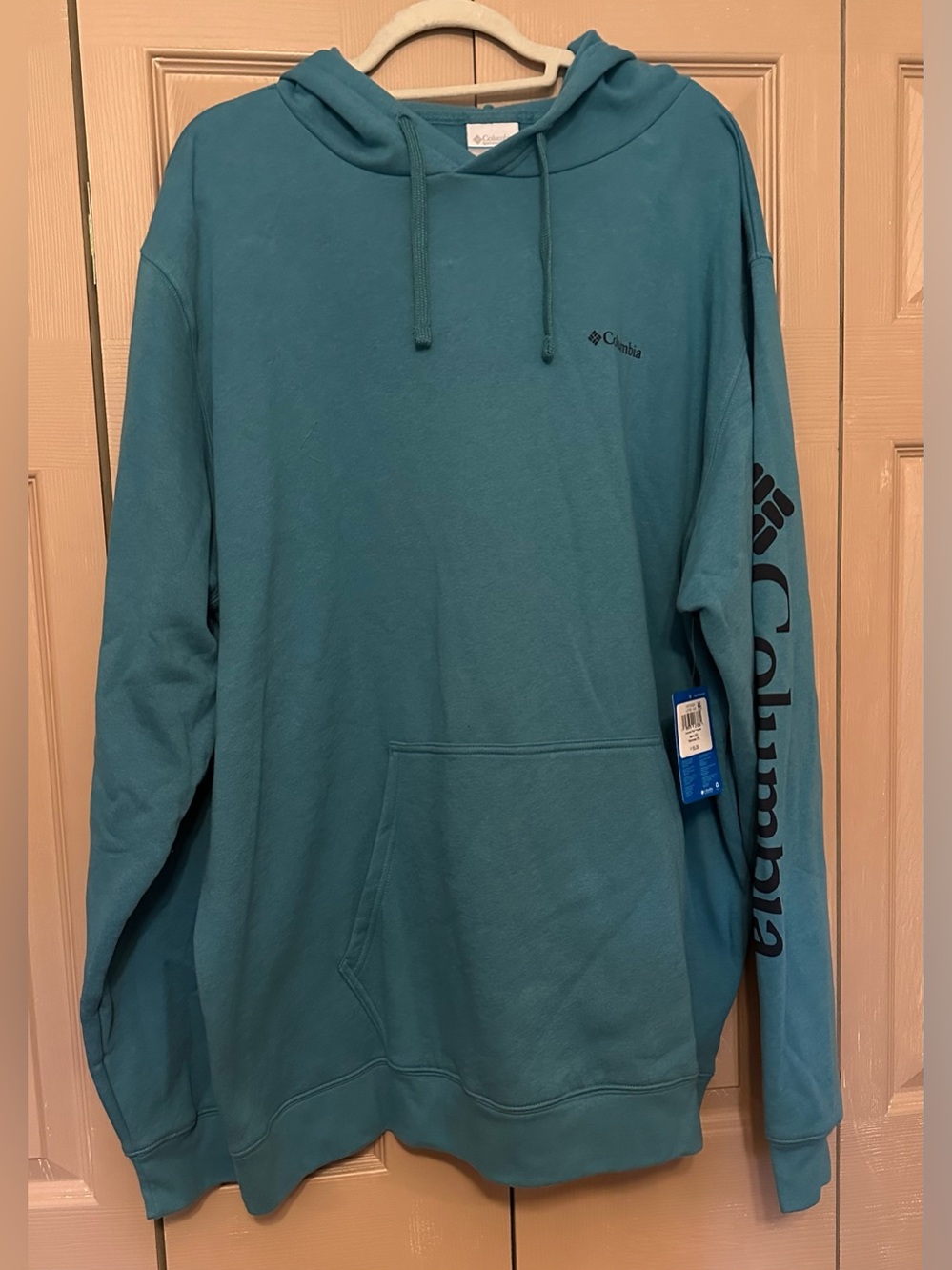 Columbia Teal Pullover Hoodie with Sleeve Logo